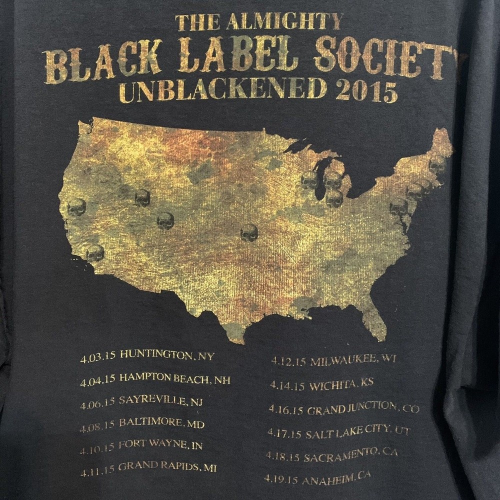 The Almighty Black Label Society Unblackend 2015 Tour Shirt Size XL Black Tshirt - Picture 4 of 6